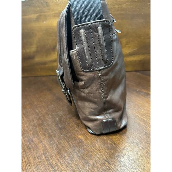 Fossil Brown Leather Crossbody Messenger Laptop Bag Academia Twee Neutral Grunge - Picture 13 of 16